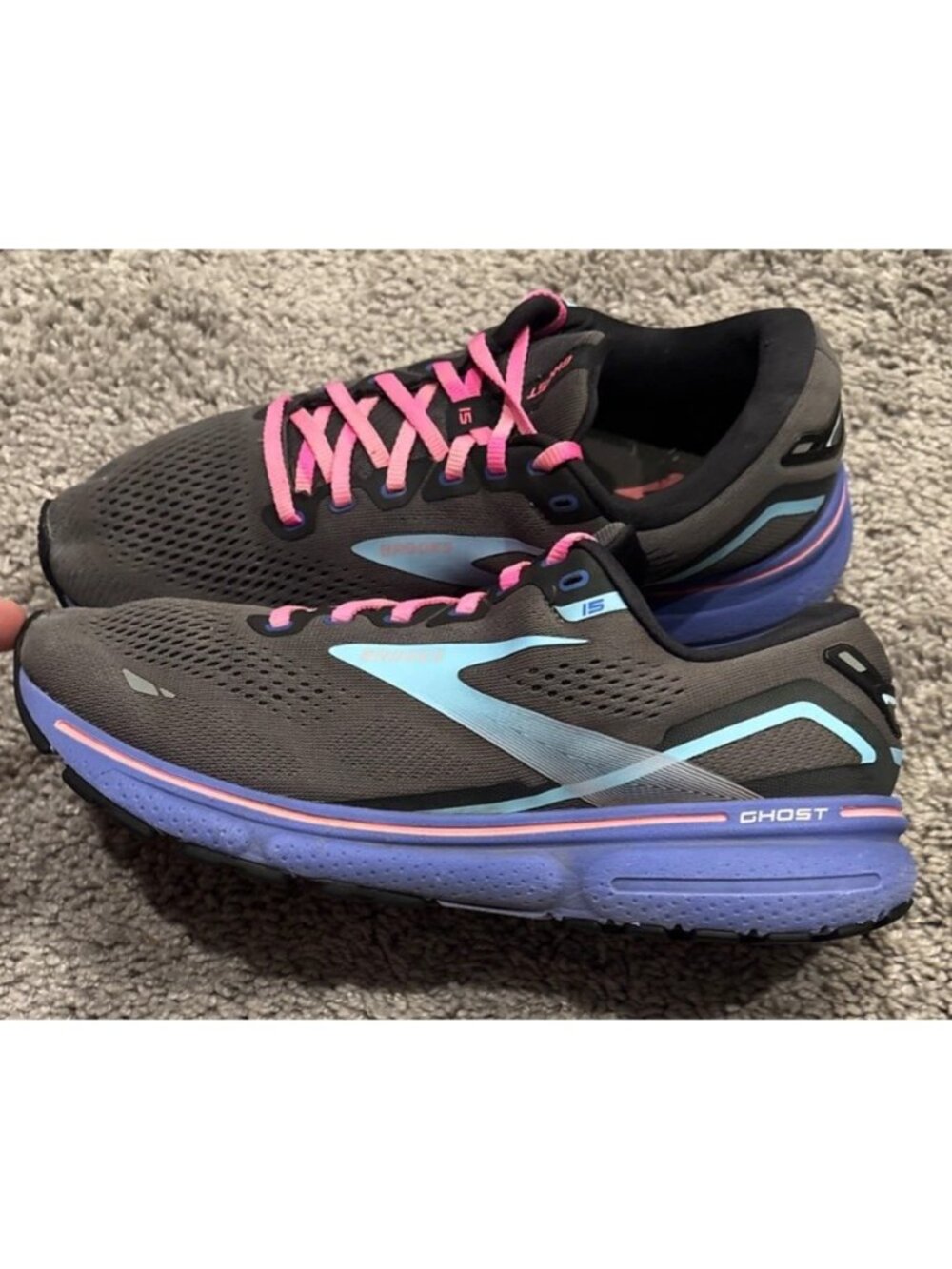 Brooks Ghost 15 Running Gym Shoes Womens Size 10.5 B 1203801B079 Gray Blue